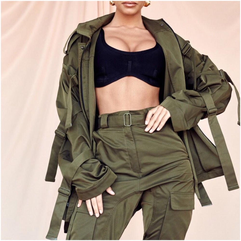 HOUSE OF CB Gilli Khaki Sheen Twill Utility Jacket